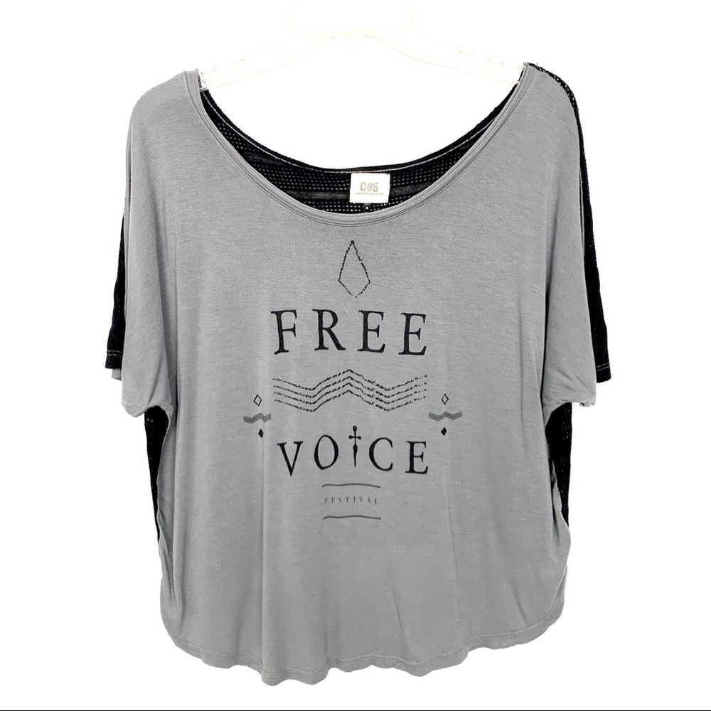 C & S Free Voice Grey Festival Boho Shirt Small - Picture 1 of 7
